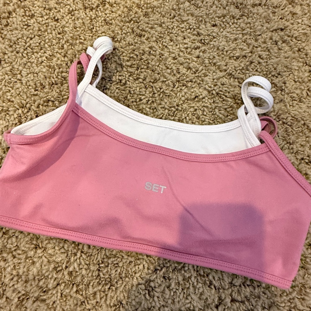 Pink SET layered Sports Bra Top